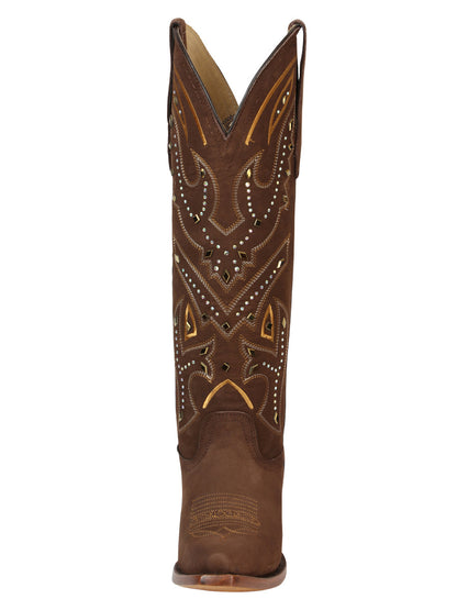 The Women's Embroidered Tall Boot — Brown (No. 45792)