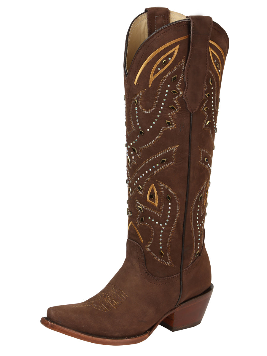 The Women's Embroidered Tall Boot — Brown (No. 45792)