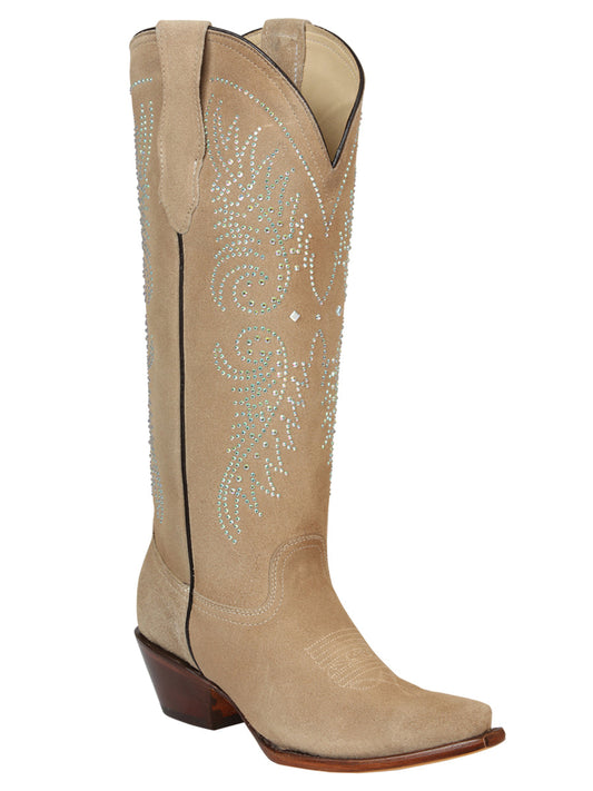 The Women's Tall Suede Boot — Tuscani with Rhinestones (No. 45793)