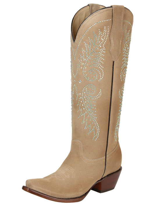 The Women's Tall Suede Boot — Tuscani with Rhinestones (No. 45793)