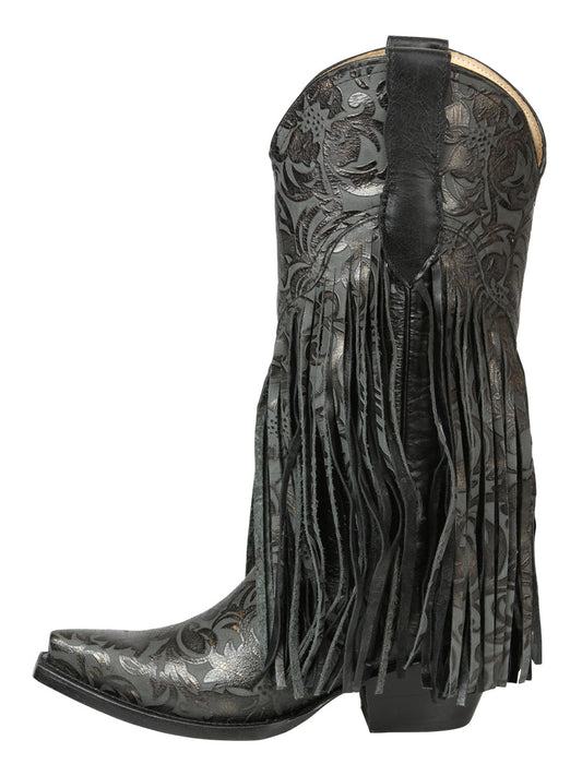 The Women's Fringe Boot — Black, Cuban Heel (No. 45796)