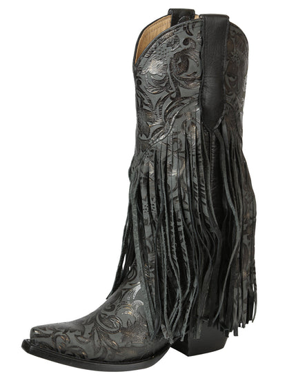 The Women's Fringe Boot — Black, Cuban Heel (No. 45796)