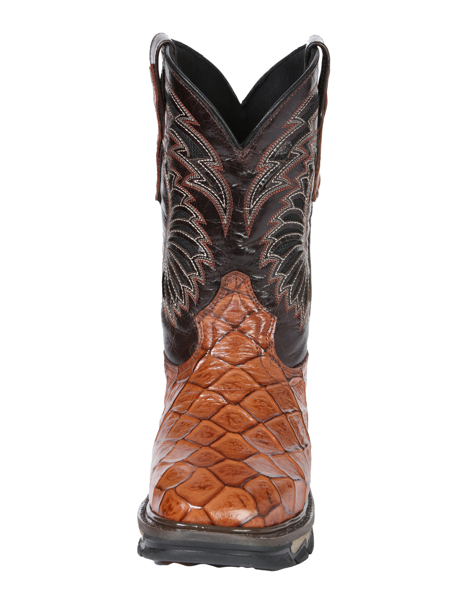 The Rodeo Work Boot — Cognac Monster Fish Print (No. 45808)