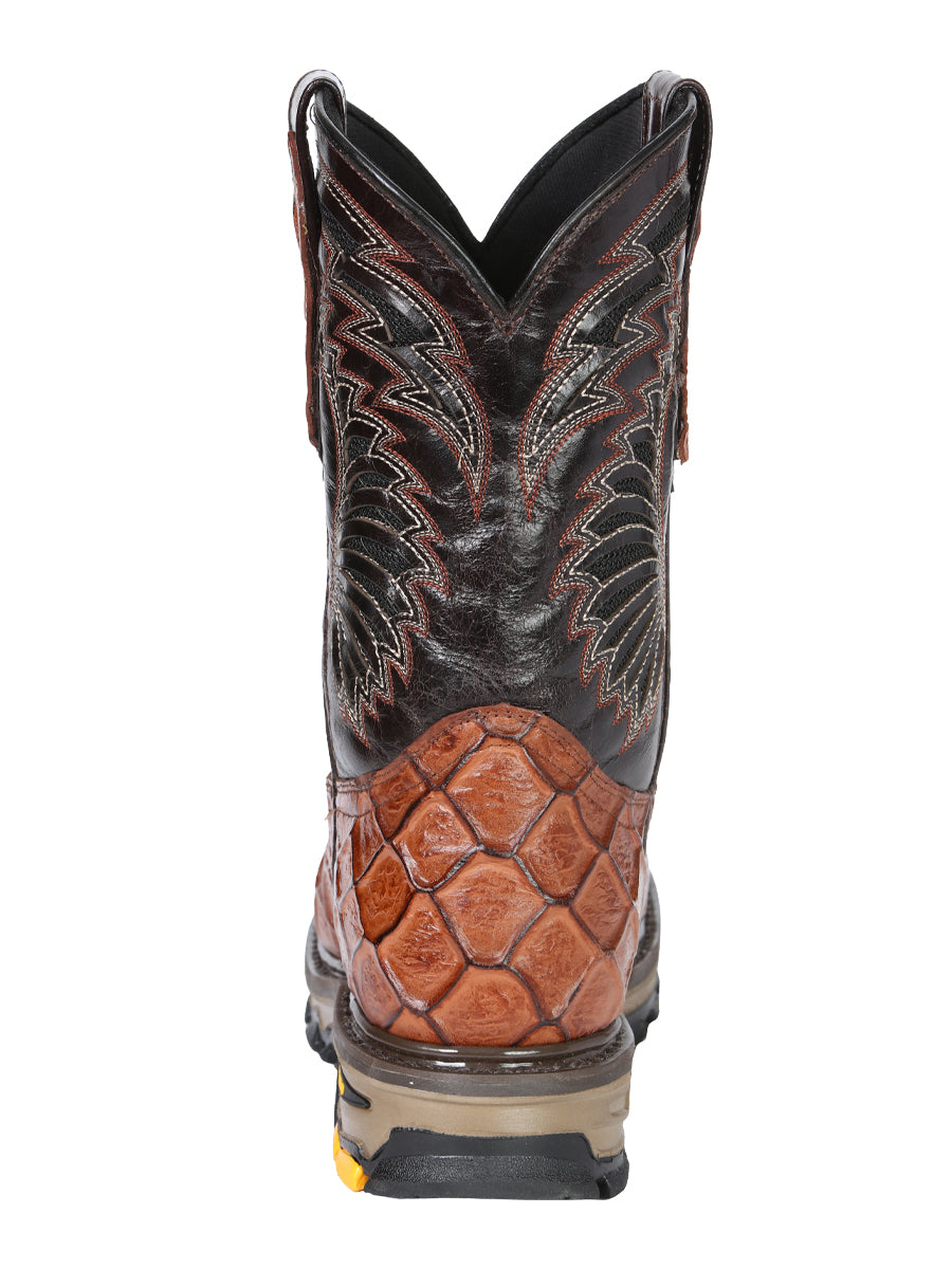 The Rodeo Work Boot — Cognac Monster Fish Print (No. 45808)