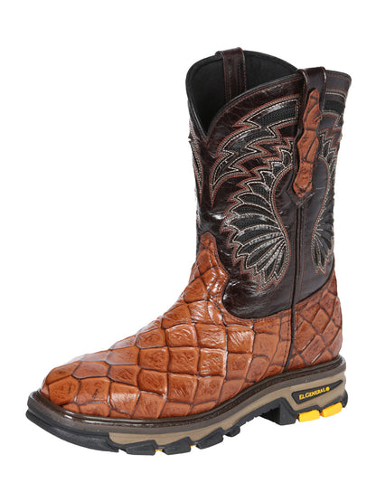 The Rodeo Work Boot — Cognac Monster Fish Print (No. 45808)