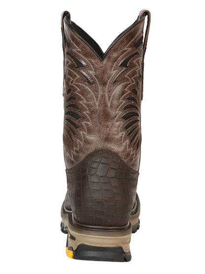 The Rodeo Work Boot — Chocolate Caiman Print (No. 45809)