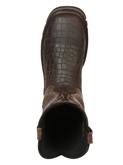 The Rodeo Work Boot — Chocolate Caiman Print (No. 45809)