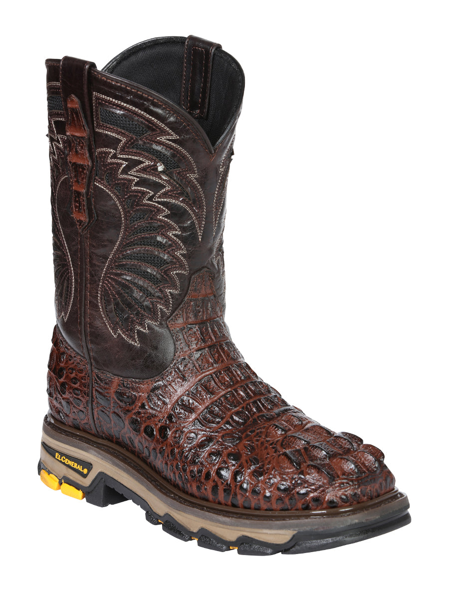 The Rodeo Work Boot — Brown Caiman Print (No. 45813)