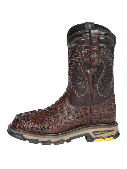 The Rodeo Work Boot — Brown Caiman Print (No. 45813)