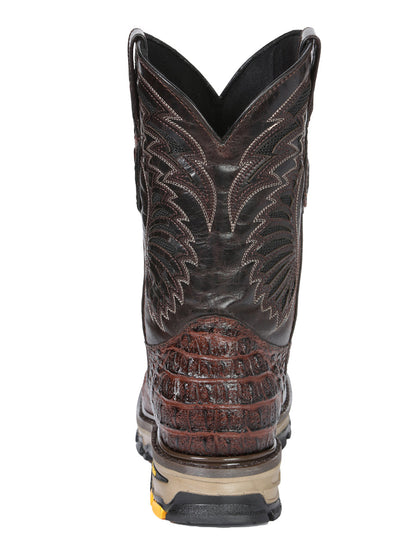 The Rodeo Work Boot — Brown Caiman Print (No. 45813)