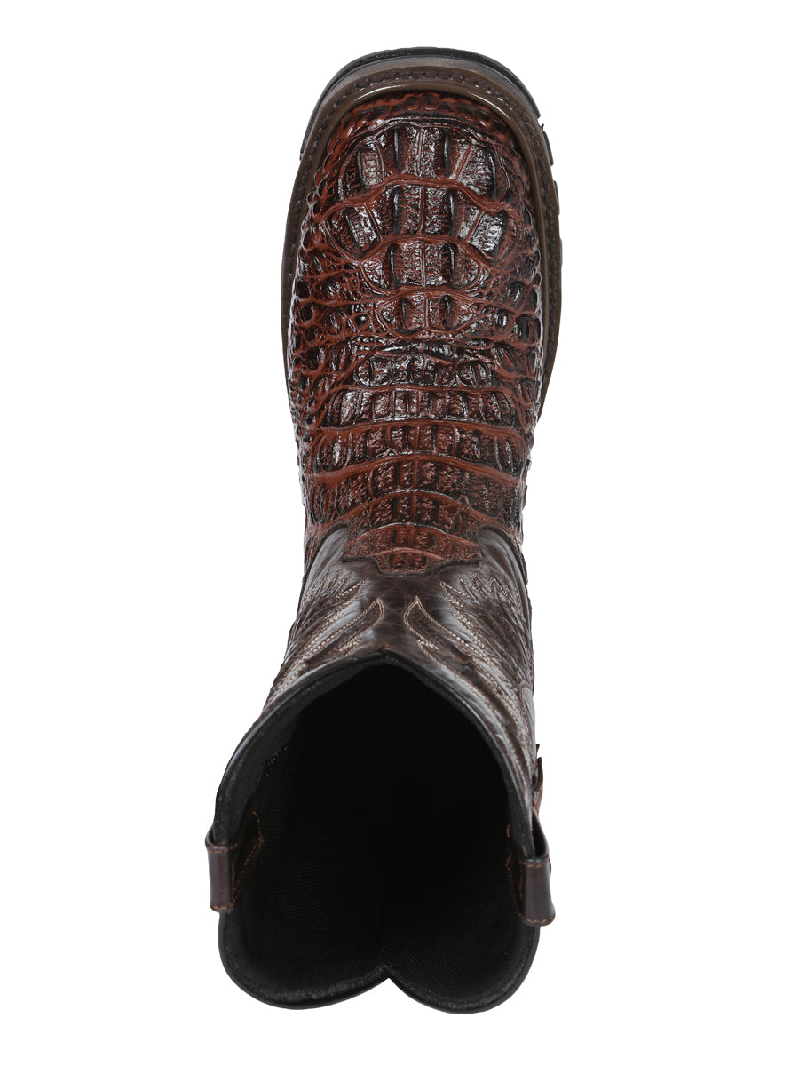 The Rodeo Work Boot — Brown Caiman Print (No. 45813)
