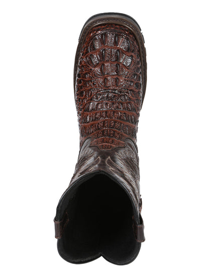 The Rodeo Work Boot — Brown Caiman Print (No. 45813)