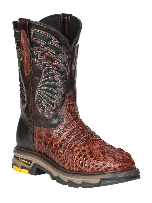 The Rodeo Work Boot — Cognac Caiman Print (No. 45815)