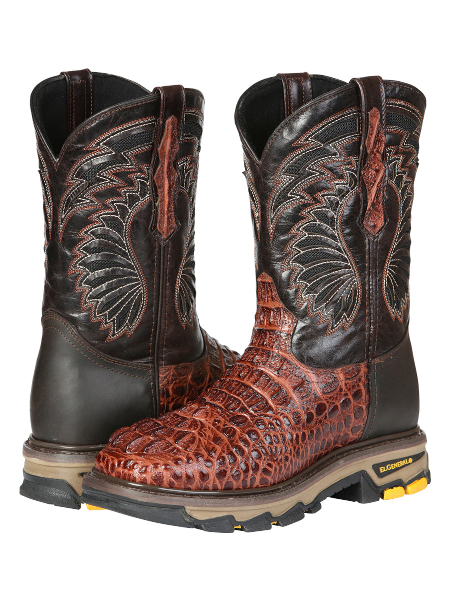 The Rodeo Work Boot — Cognac Caiman Print (No. 45815)