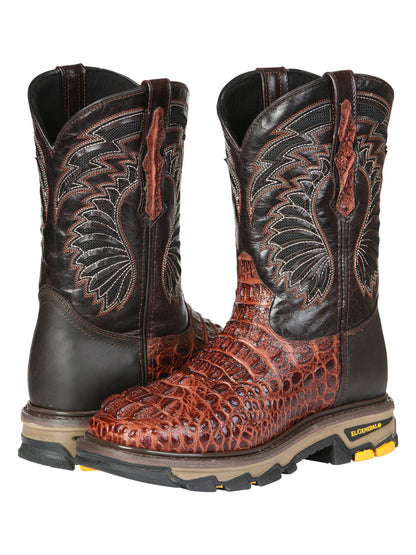 The Rodeo Work Boot — Cognac Caiman Print (No. 45815)