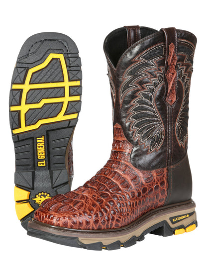 The Rodeo Work Boot — Cognac Caiman Print (No. 45815)