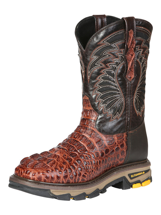 The Rodeo Work Boot — Cognac Caiman Print (No. 45815)