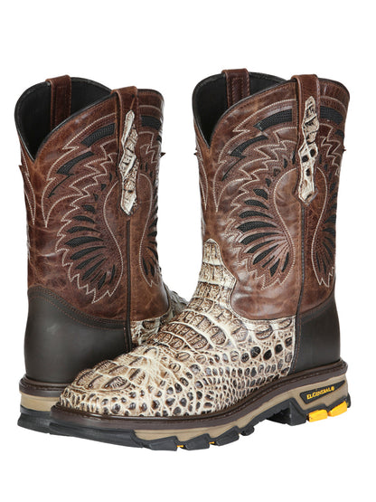 The Rodeo Work Boot — Sand Caiman Print (No. 45816)