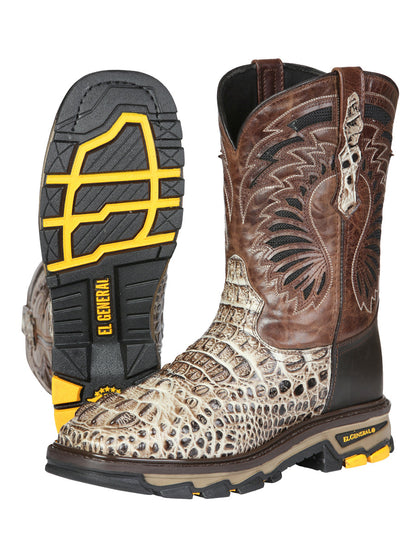 The Rodeo Work Boot — Sand Caiman Print (No. 45816)