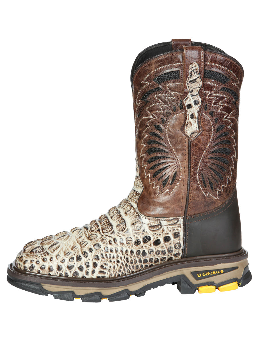 The Rodeo Work Boot — Sand Caiman Print (No. 45816)