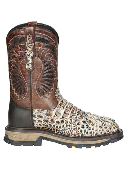 The Rodeo Work Boot — Sand Caiman Print (No. 45816)