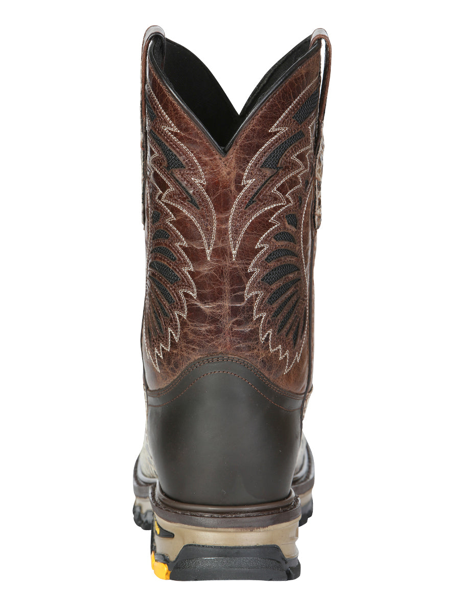 The Rodeo Work Boot — Sand Caiman Print (No. 45816)