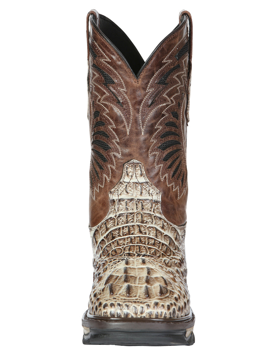 The Rodeo Work Boot — Sand Caiman Print (No. 45816)