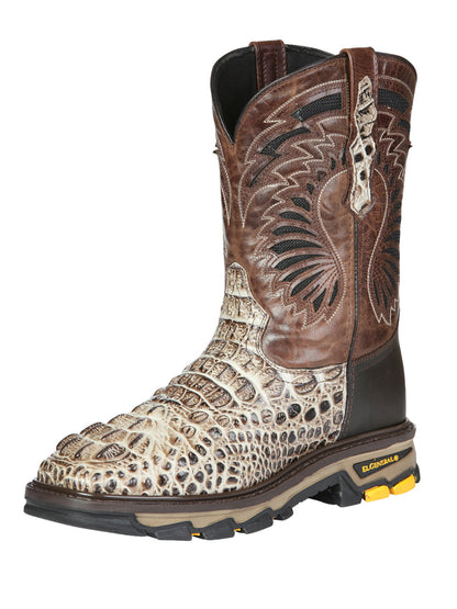 The Rodeo Work Boot — Sand Caiman Print (No. 45816)