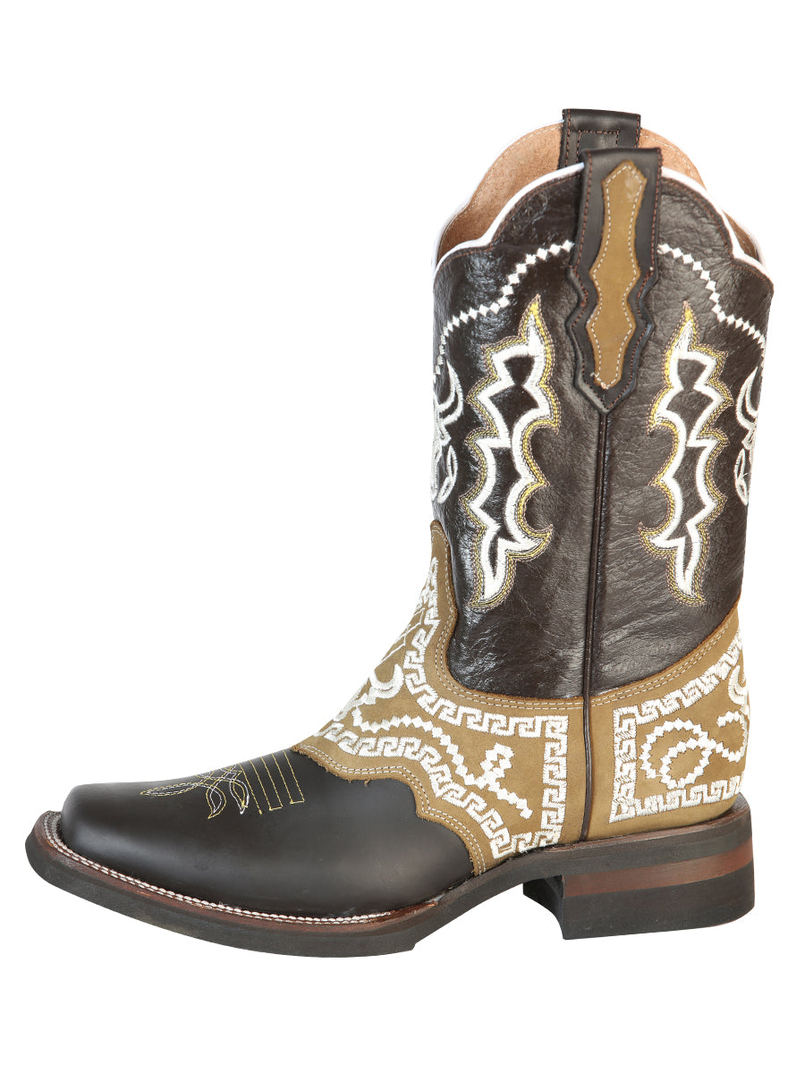 The Rodeo Boot — Embroidered Brown