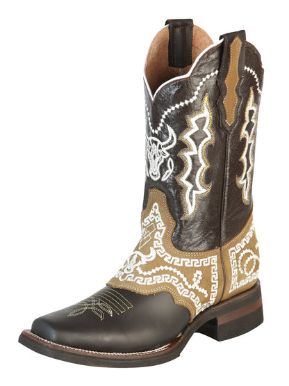 The Rodeo Boot — Embroidered Brown