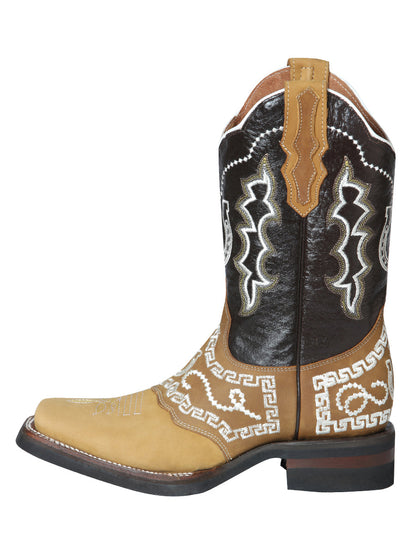 The Rodeo Boot — Embroidered Nobuck, Honey
