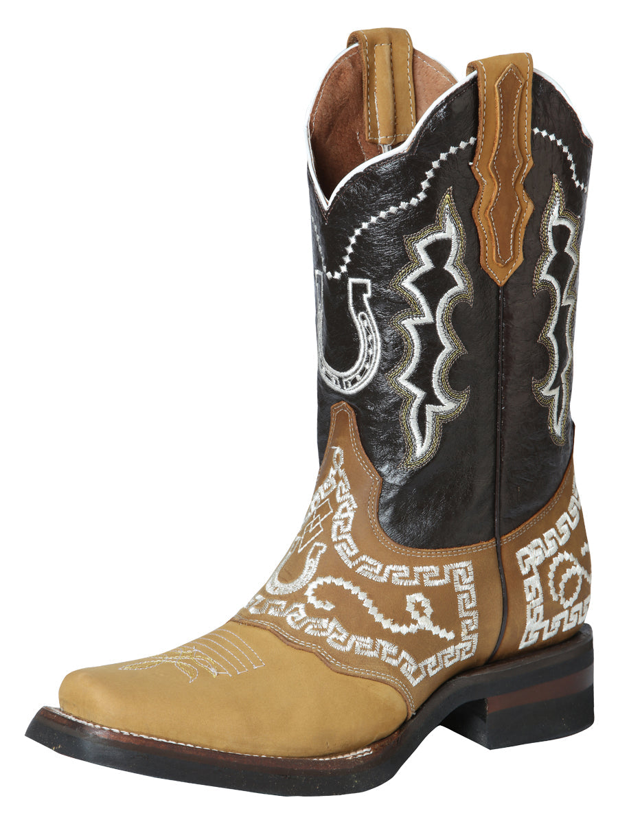The Rodeo Boot — Embroidered Nobuck, Honey