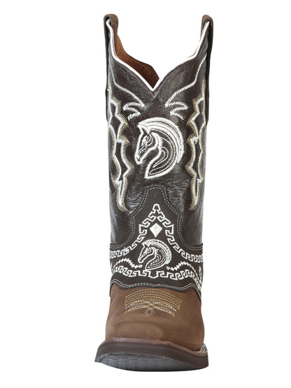 The Rodeo Boot — Embroidered Nobuck, Dark Brown