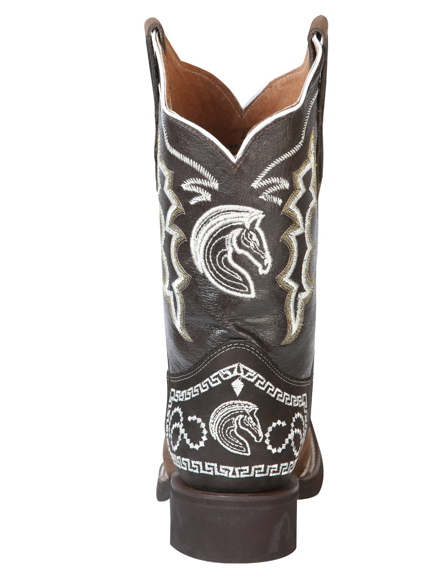 The Rodeo Boot — Embroidered Nobuck, Dark Brown
