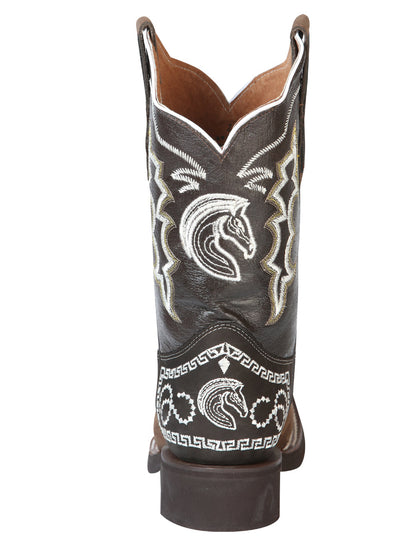 The Rodeo Boot — Embroidered Nobuck, Dark Brown