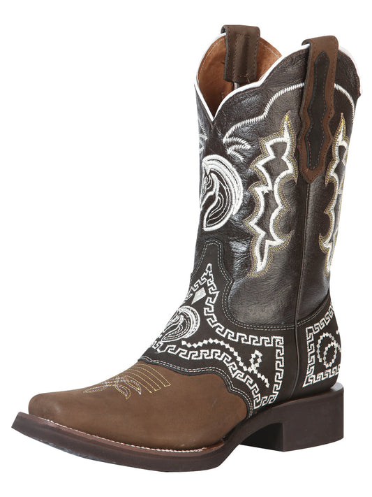 The Rodeo Boot — Embroidered Nobuck, Dark Brown