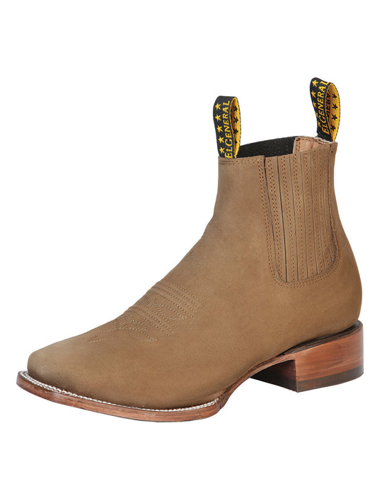 The Square Toe Ankle Boot — Brown Nobuck (No. 126189)