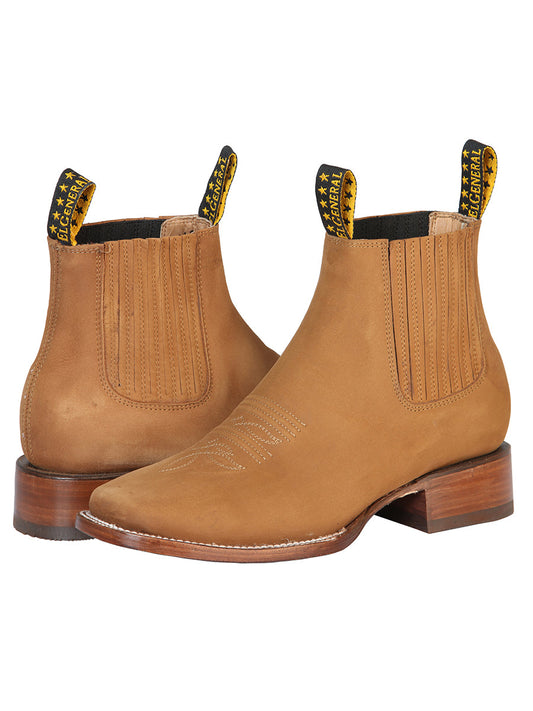 The Square Toe Ankle Boot — Gold Nobuck (No. 126190)