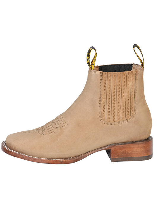 The Square Toe Ankle Boot — Sand Nobuck (No. 126191)