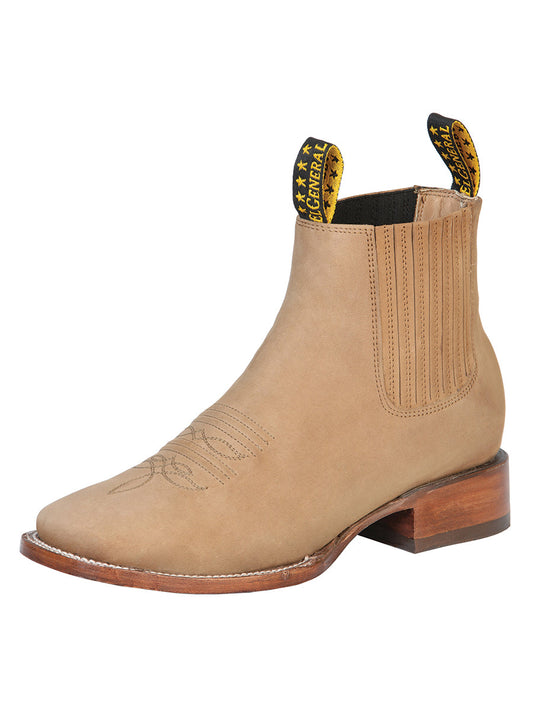 The Square Toe Ankle Boot — Sand Nobuck (No. 126191)