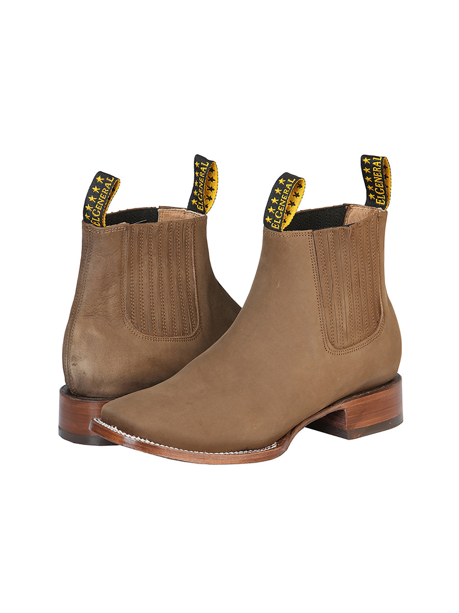 The Square Toe Ankle Boot — Brown Nobuck (No. 126192)