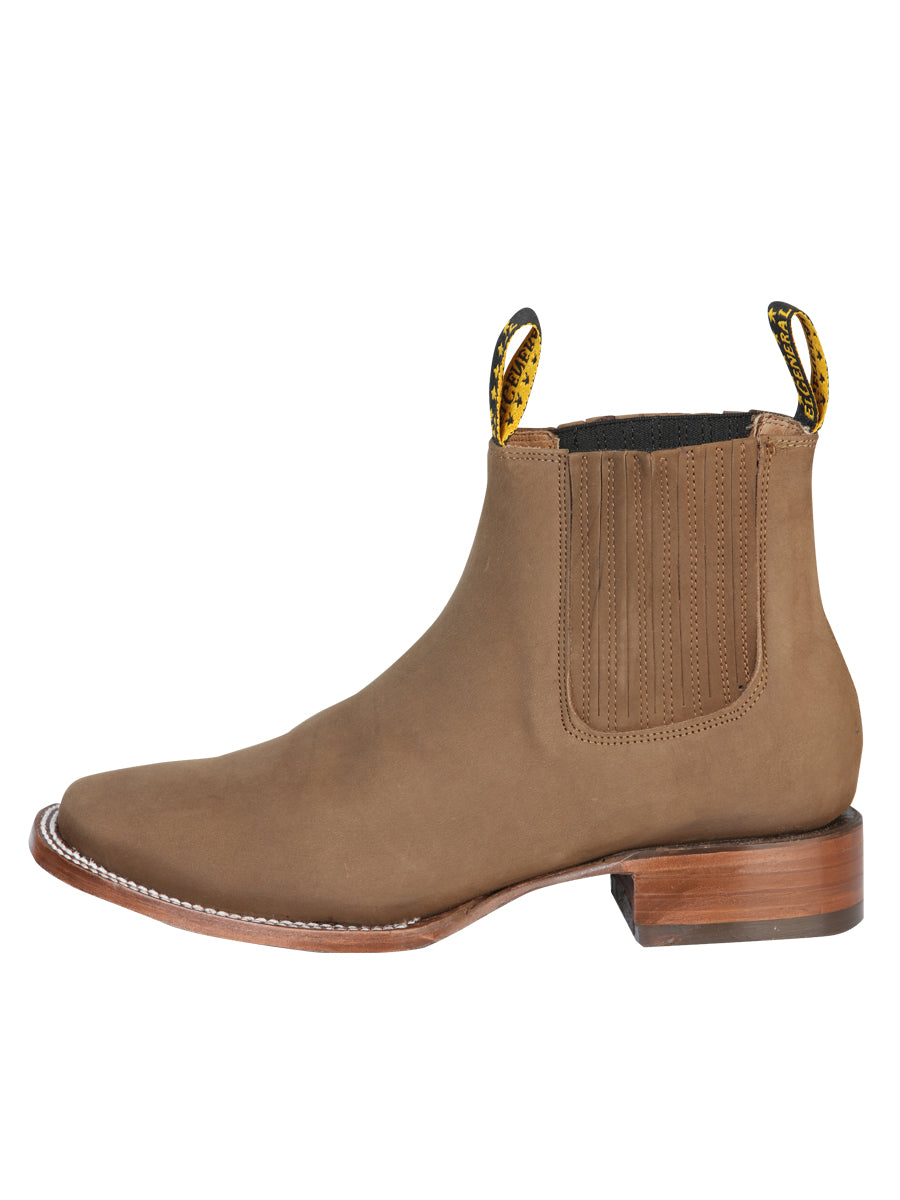The Square Toe Ankle Boot — Brown Nobuck (No. 126192)