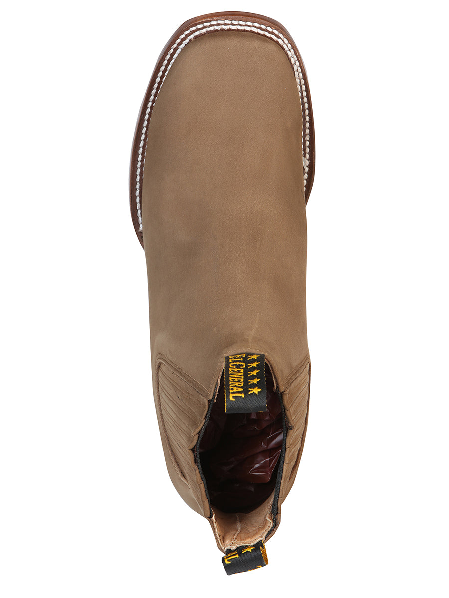 The Square Toe Ankle Boot — Brown Nobuck (No. 126192)