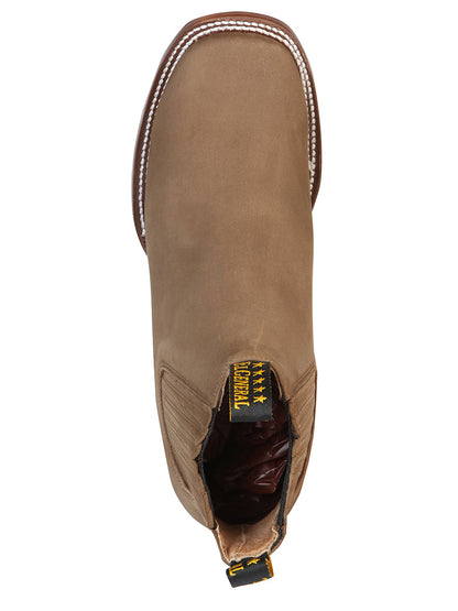 The Square Toe Ankle Boot — Brown Nobuck (No. 126192)