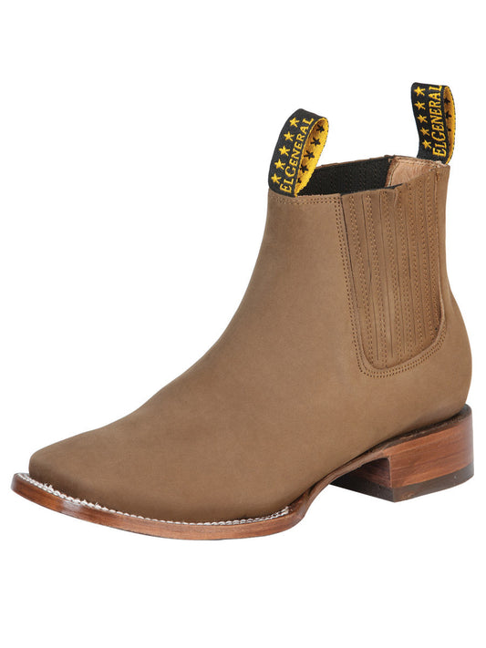 The Square Toe Ankle Boot — Brown Nobuck (No. 126192)