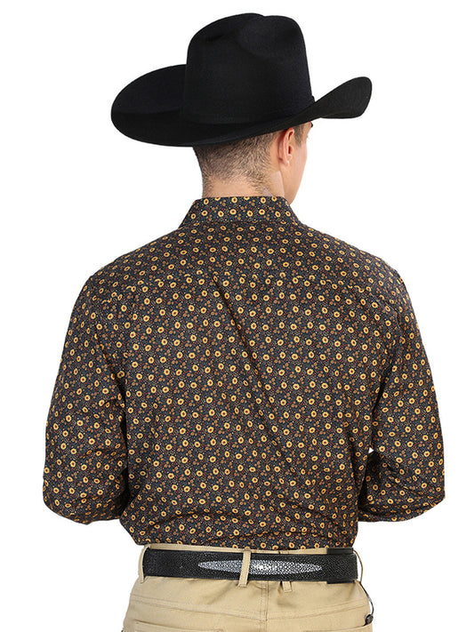 Black And Brown Casual Long Sleeve Western Cowboy Shirt  126262
