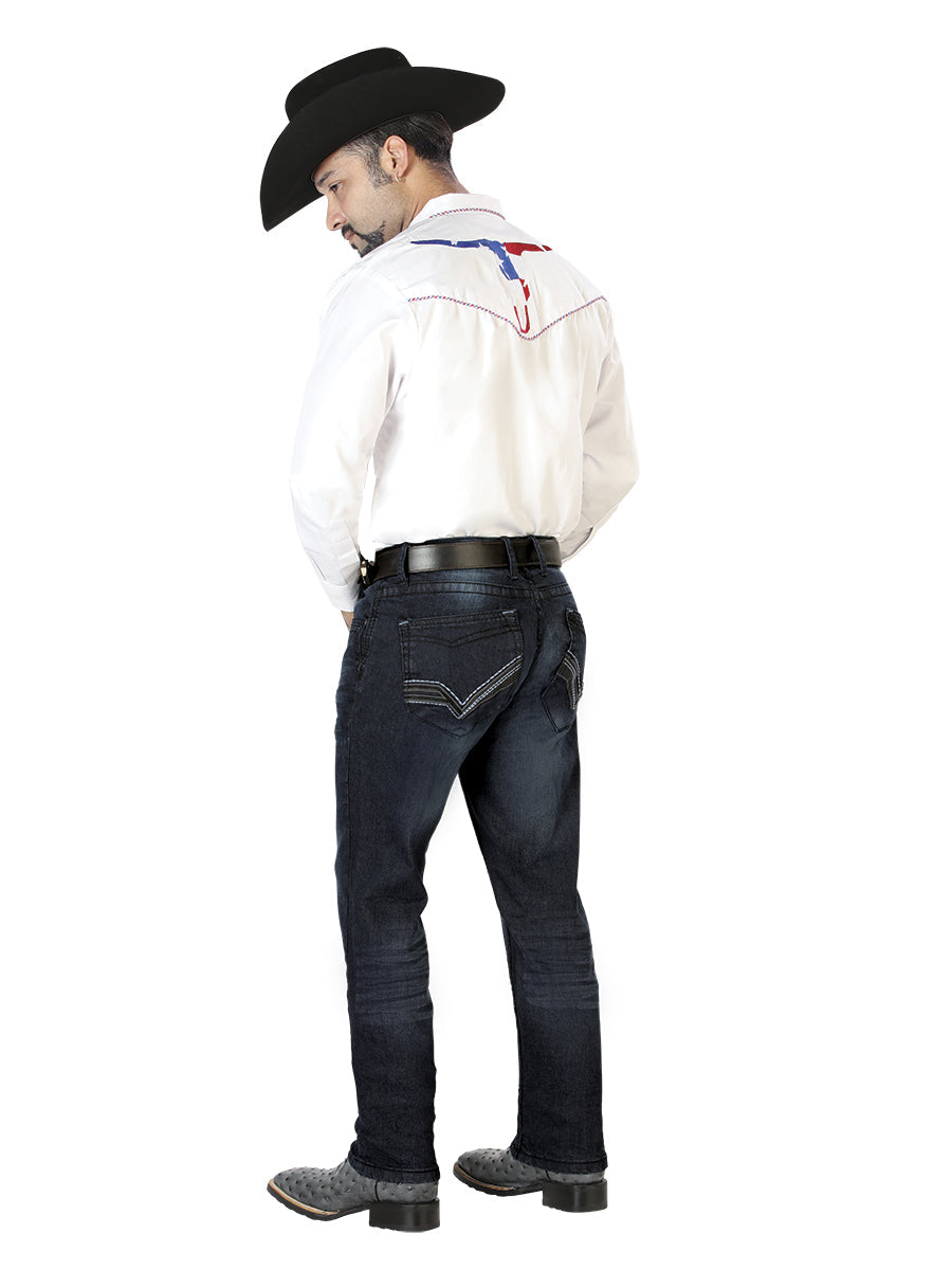 The Vaquero Embroidered Shirt — White &amp; Red
