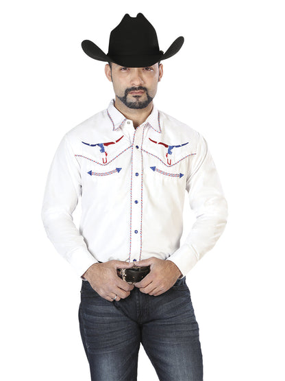 The Vaquero Embroidered Shirt — White &amp; Red