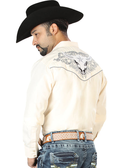 The Vaquero Embroidered Shirt — Beige &amp; Gray