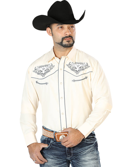 The Vaquero Embroidered Shirt — Beige &amp; Gray
